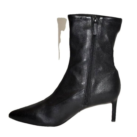 New! Veronica Beard Lexi Stiletto Pointy Toe Sock Bootie 9M Black Leather DD377 - Picture 2 of 7